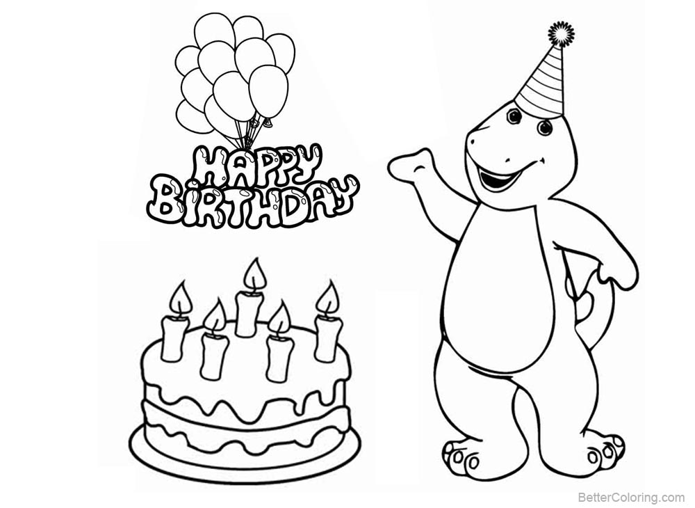 Barney Coloring Pages Happy Birthday Clipart - Free Printable Coloring ...