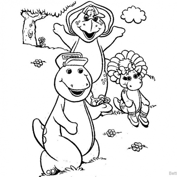 Barney Coloring Pages Walk in The Rain - Free Printable Coloring Pages