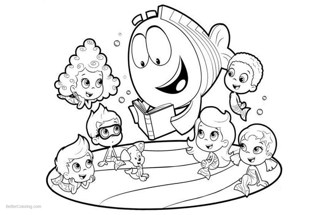 Bubble Guppies Coloring Pages Reading - Free Printable Coloring Pages
