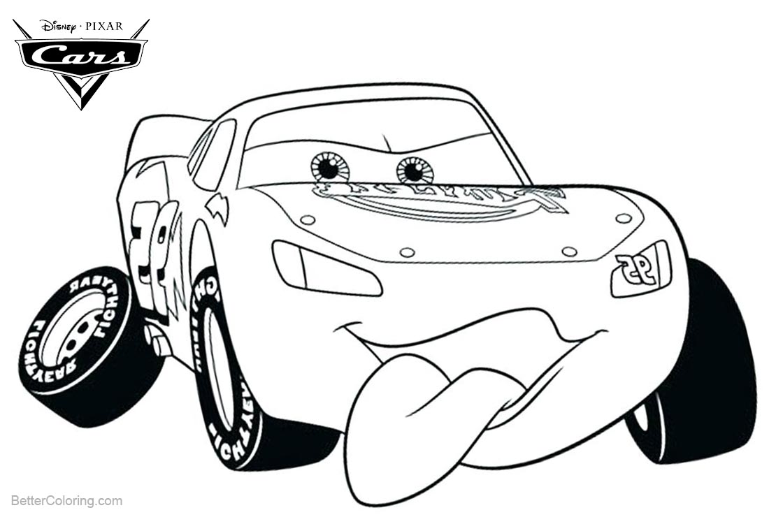 Download Cars Pixar Coloring Pages Lightning McQueen Line Drawing ...