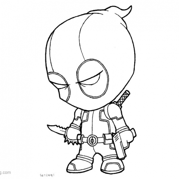 Marvel Chibi Deadpool Coloring Pages with A Bag - Free Printable ...