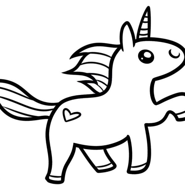 Unicorn Coloring Pages Simple Line Drawing - Free Printable Coloring Pages