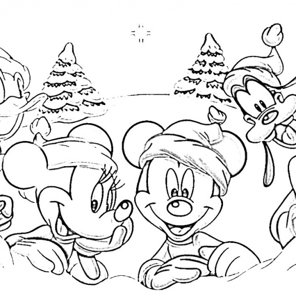 Christmas Disney Coloring Pages Mickey Mouse and Christmas Tree - Free ...
