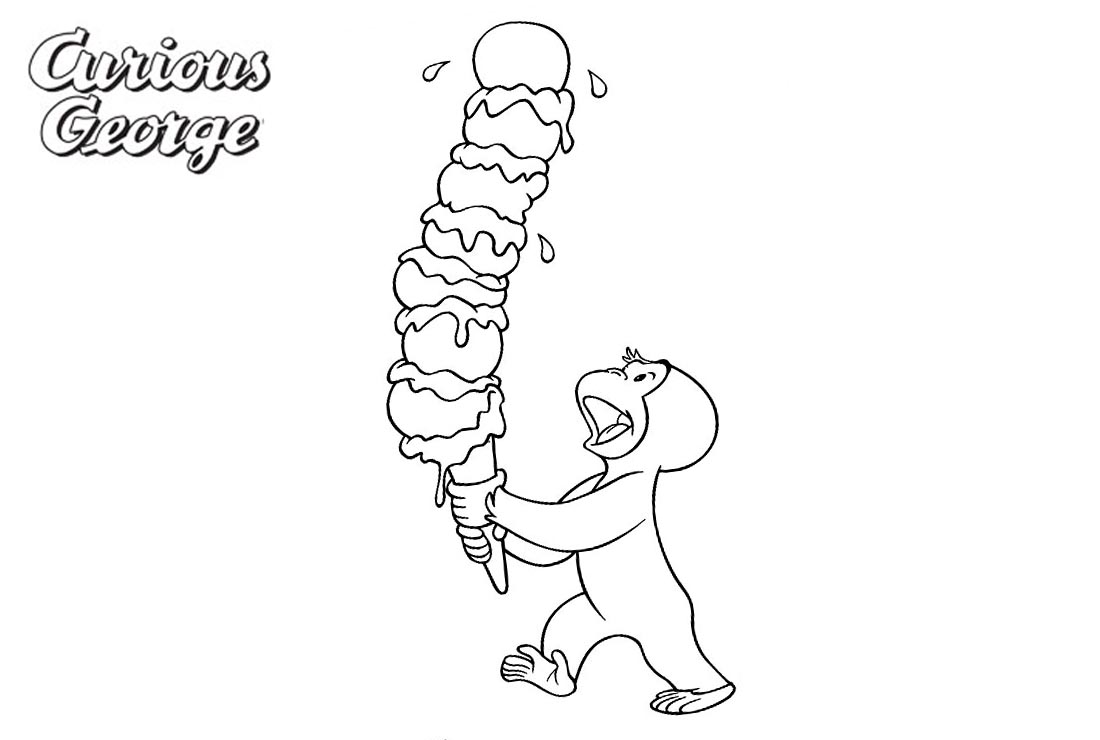 Curious George Coloring Pages Big Ice Cream - Free Printable Coloring Pages