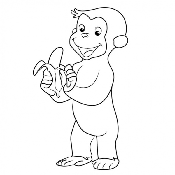 Curious George Coloring Pages Simple Face Drawing - Free Printable ...