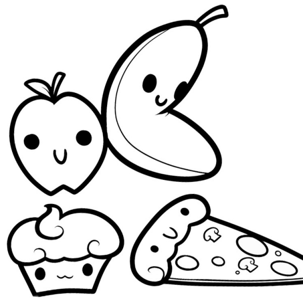 cute food coloring pages cartoon pizza free printable coloring pages