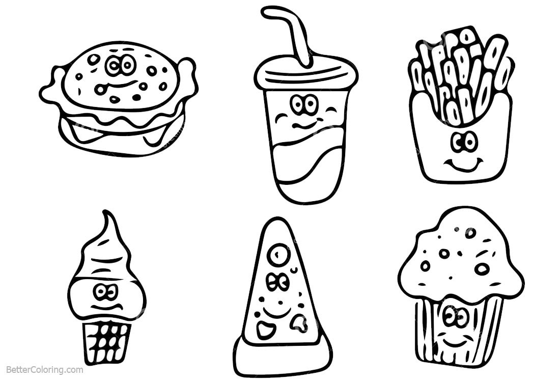 Cute Food Coloring Pages Hand Drawing - Free Printable Coloring Pages