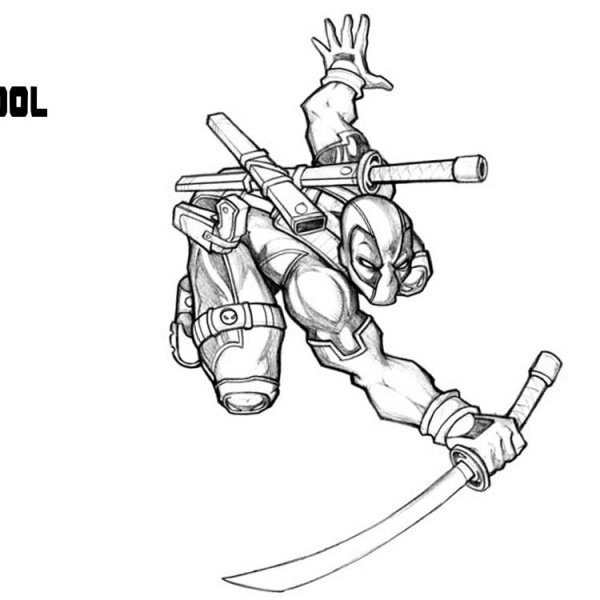 deadpool coloring pages finished