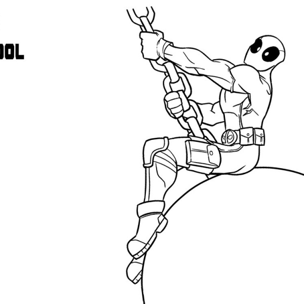 Deadpool Coloring Pages Crouch to Fight - Free Printable Coloring Pages