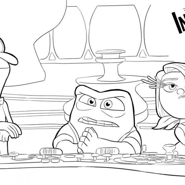 Inside Out Coloring Pages Joy Disgust and Bingbong - Free Printable