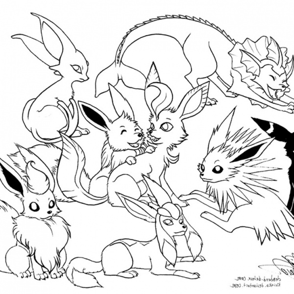 Eevee Evolutions Coloring Pages - Free Printable Coloring Pages