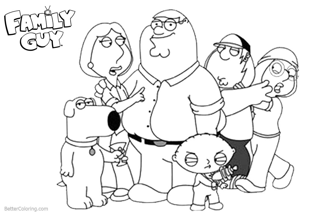Family Guy Coloring Pages Characters Line Art Free Printable Coloring