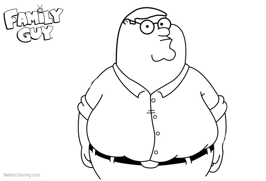 Family Guy Coloring Pages Dad Peter Griffin - Free Printable Coloring Pages