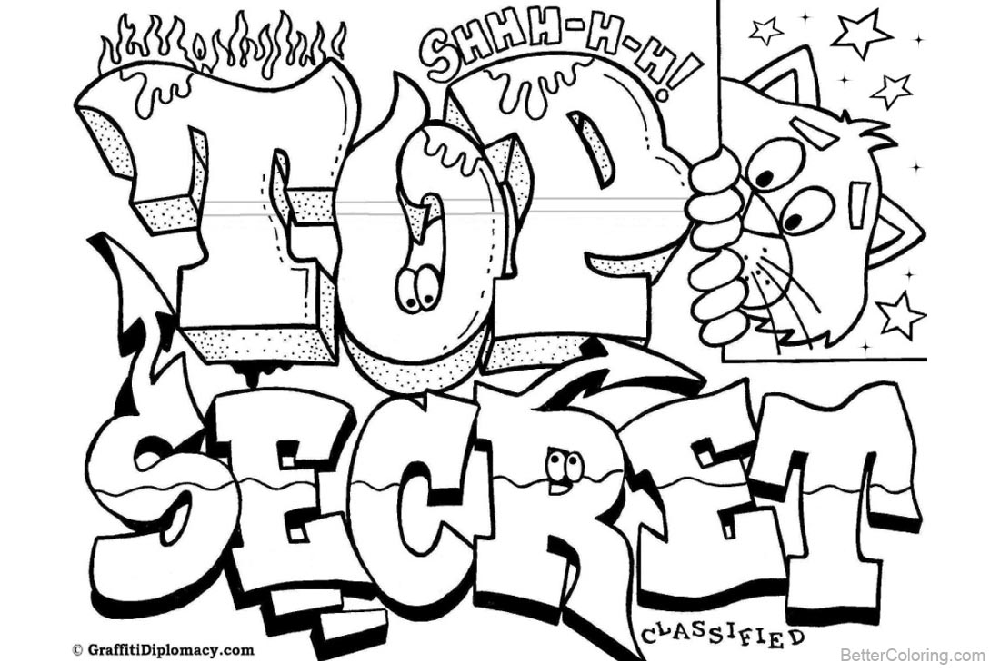 Graffiti Coloring Pages Letters Top Secret Free Printable Coloring Pages