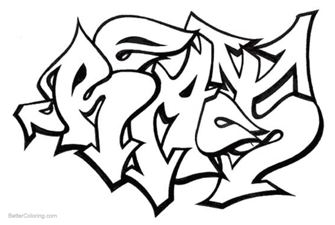 graffiti letters coloring pages - free printable coloring