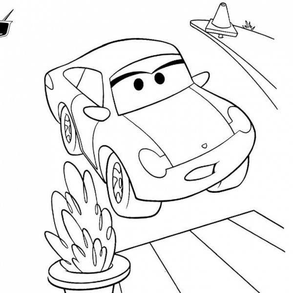 Cars Pixar Coloring Pages Lightning McQueen Racing - Free Printable