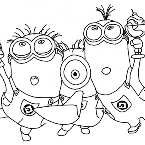 Minion Coloring Pages So Happy - Free Printable Coloring Pages