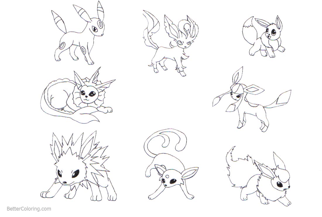 Pokemon Eevee Evolutions Coloring Pages - Free Printable Coloring Pages