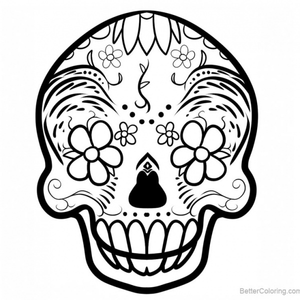 Sugar Skulls Coloring Pages with Crown - Free Printable Coloring Pages
