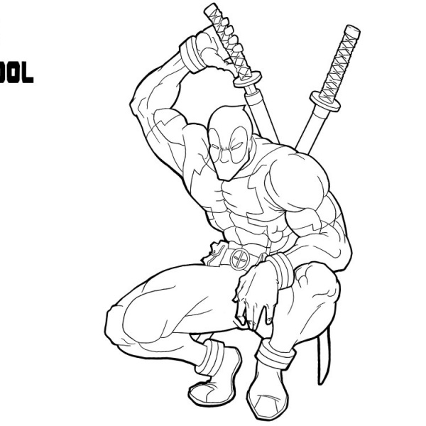 Baby Deadpool Coloring Pages Fight Against Ghost - Free Printable