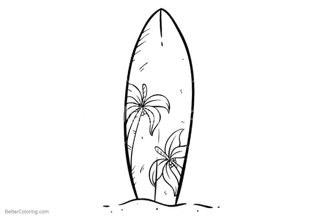 Surf Board Drawing At Getdrawingscom Free For Personal Sketch Coloring Page
