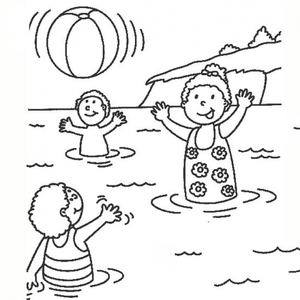 Two Boys Playing Beach Ball Coloring Pages - Free Printable Coloring Pages