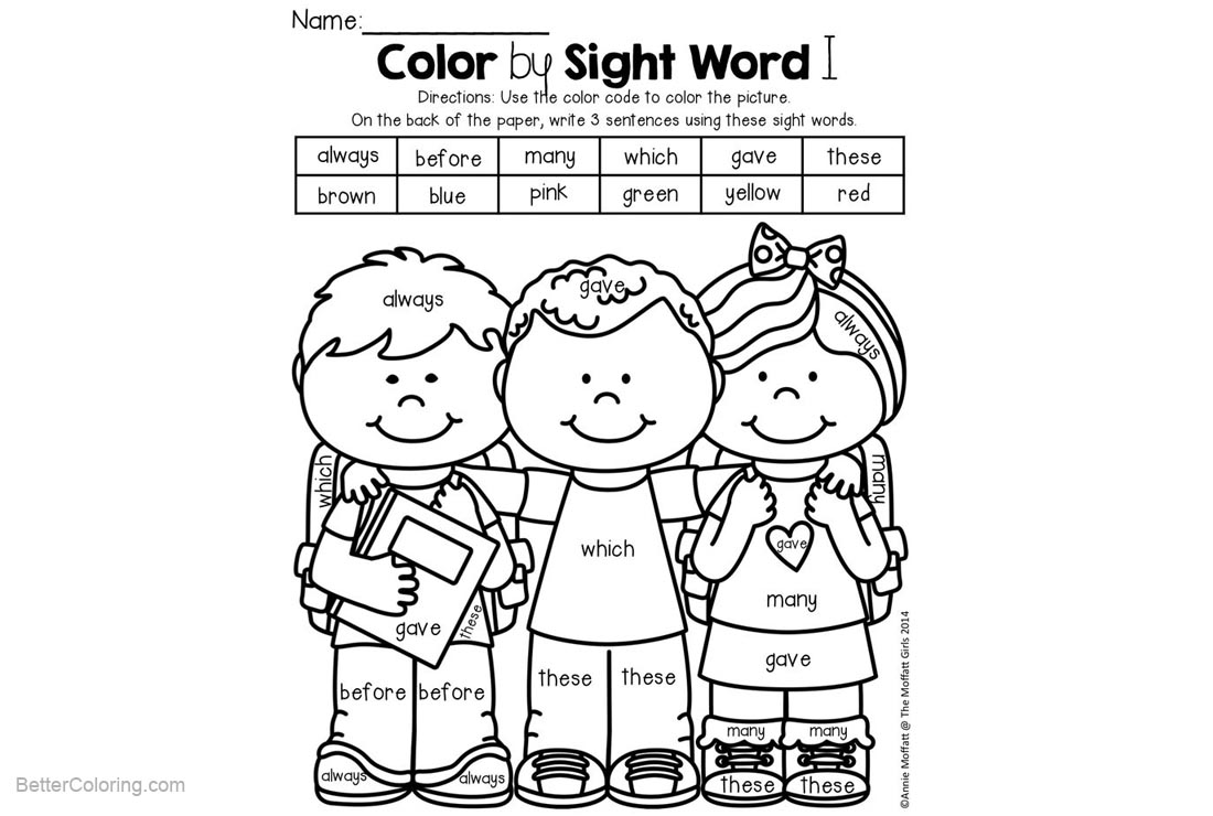 Color By Sight Word Coloring Pages Three Kids Free Printable Coloring Pages