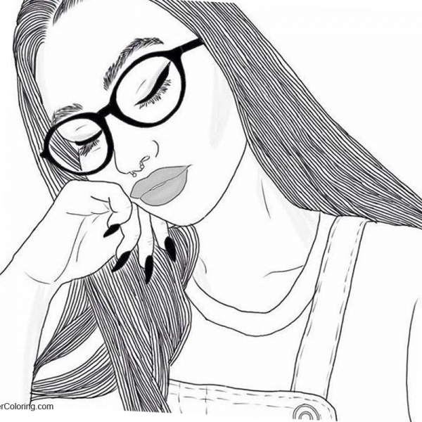 Girly Coloring Pages Hand on Face - Free Printable Coloring Pages