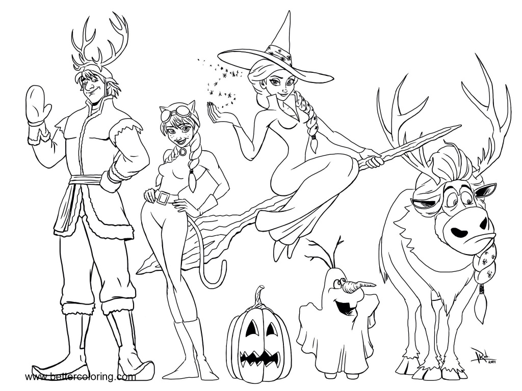 Halloween Frozen Characters Coloring Pages Free Printable Coloring Pages