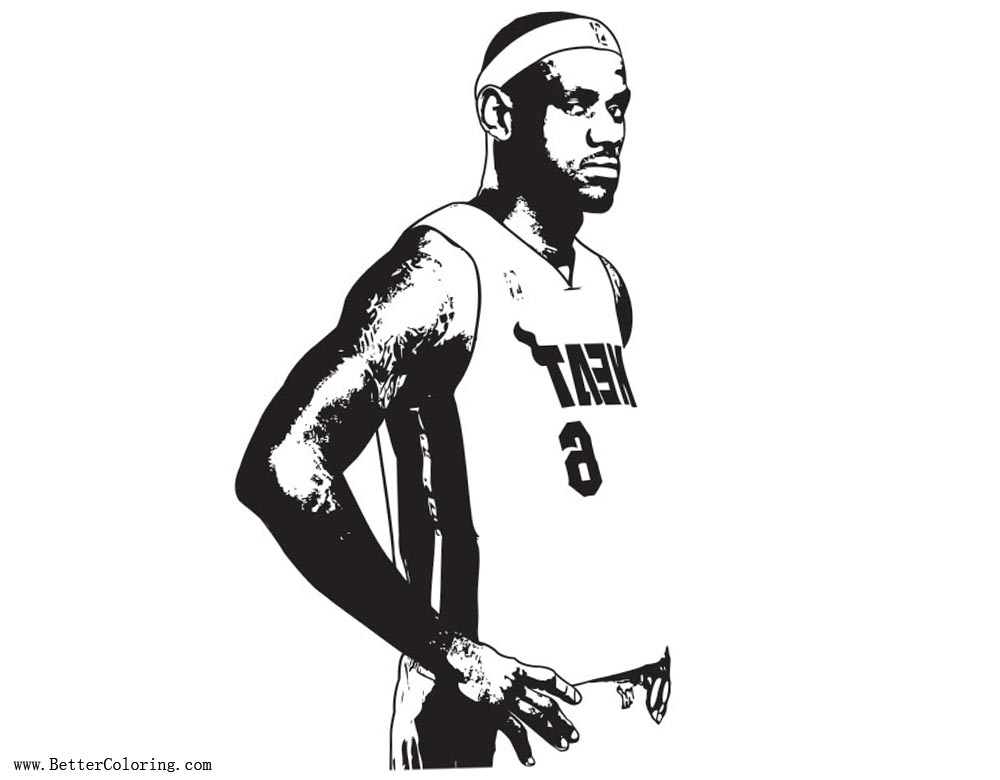 Lebron James Coloring Pages from Miami Heat - Free Printable Coloring Pages