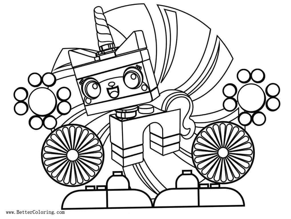 Lego Movie Unikitty Coloring Pages Line Drawing Free