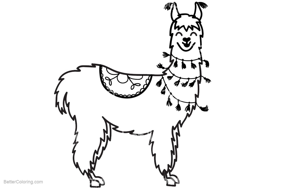 Llama Coloring Pages Smiling - Free Printable Coloring Pages