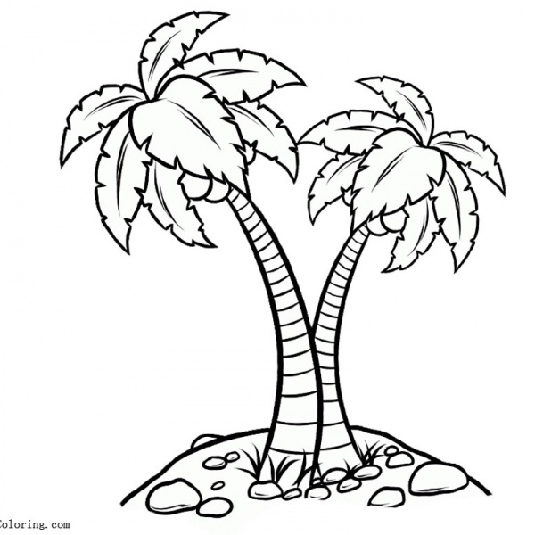 Palm Tree Coloring Pages Summer Beach - Free Printable Coloring Pages