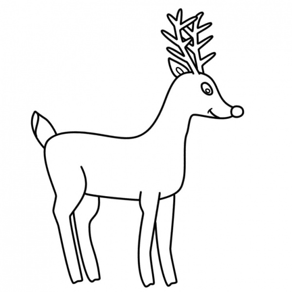 Reindeer Coloring Pages Simple Drawing - Free Printable Coloring Pages