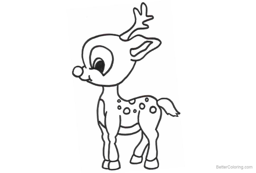 Reindeer Coloring Pages Simple Drawing - Free Printable Coloring Pages