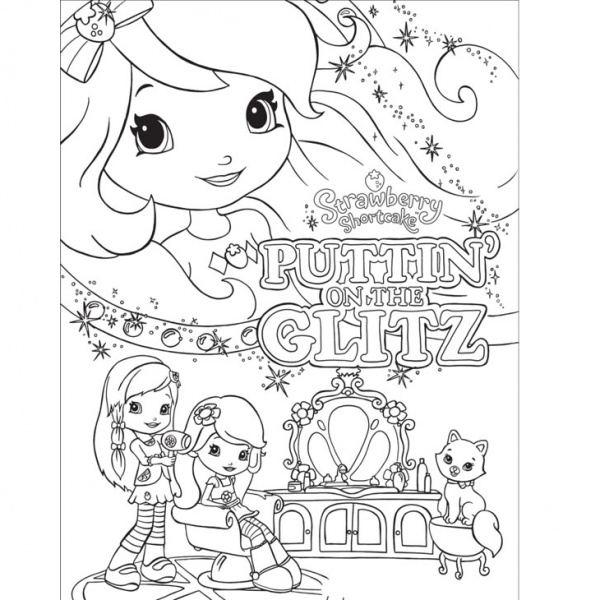 orange blossom coloring page in black and white strawberry shortcake