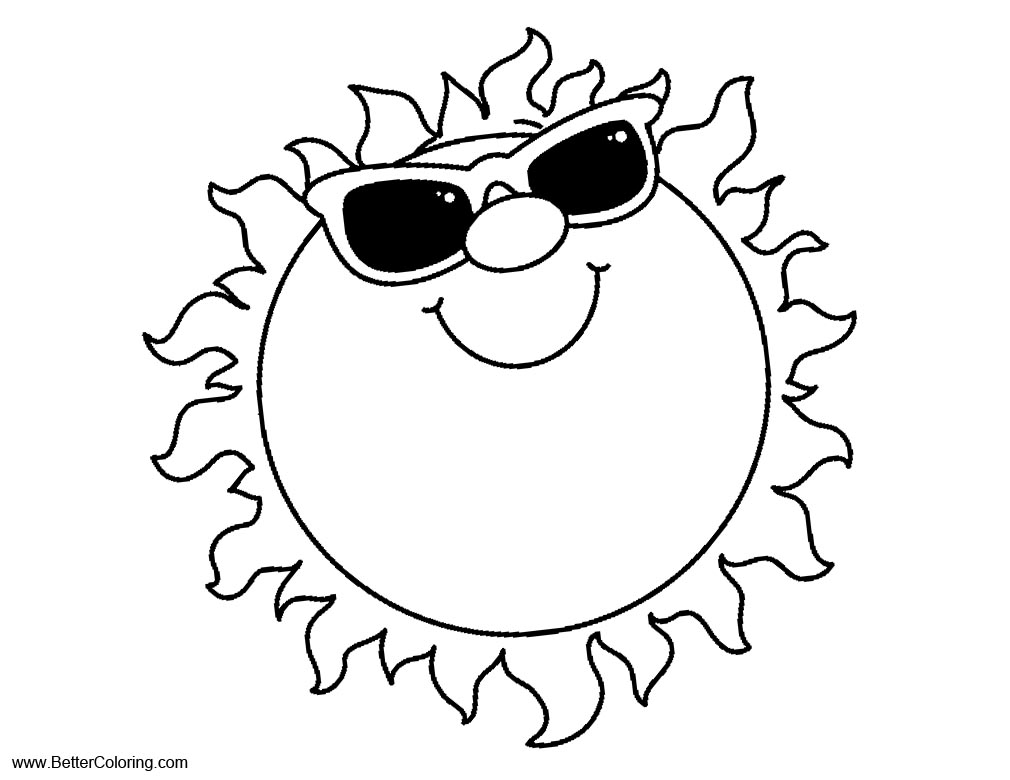 Sunglasses Coloring Page Template Sketch Coloring Page