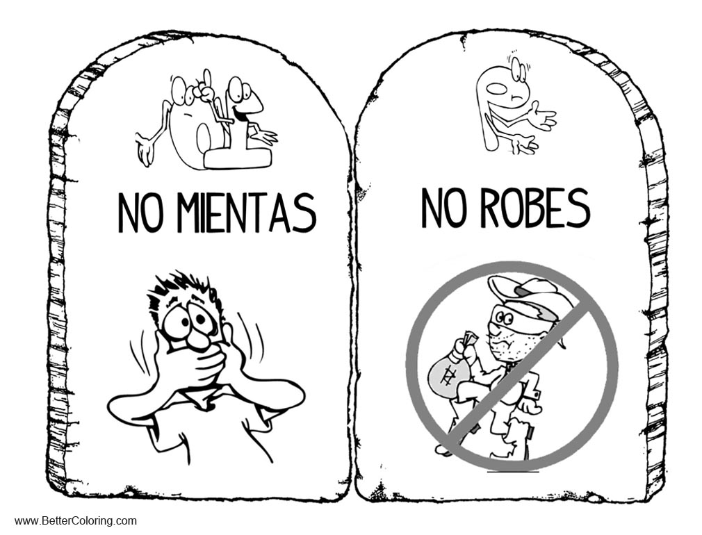 Ten Commandments Coloring Pages No Robes and No Mientas - Free ...