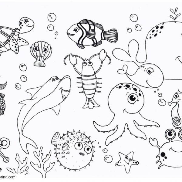 Under The Sea Coloring Pages Fishes - Free Printable Coloring Pages