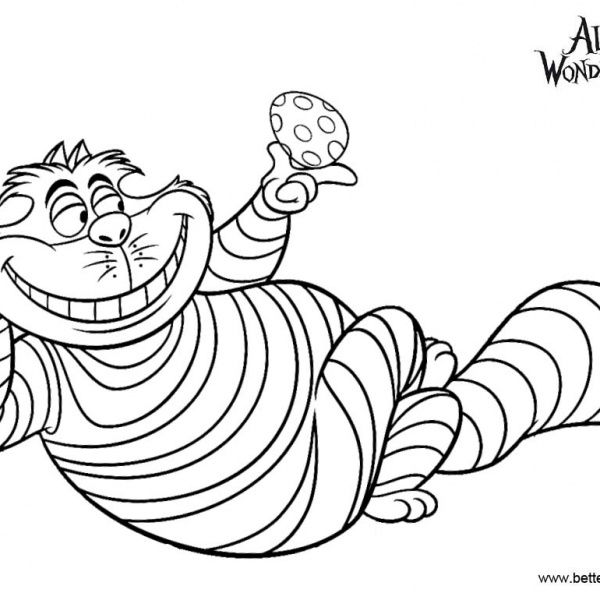 Alice In Wonderland Cheshire Cat Coloring Pages On the Tree - Free ...