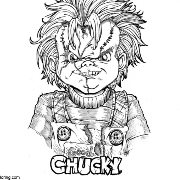 Chucky Coloring Pages with Axe - Free Printable Coloring Pages