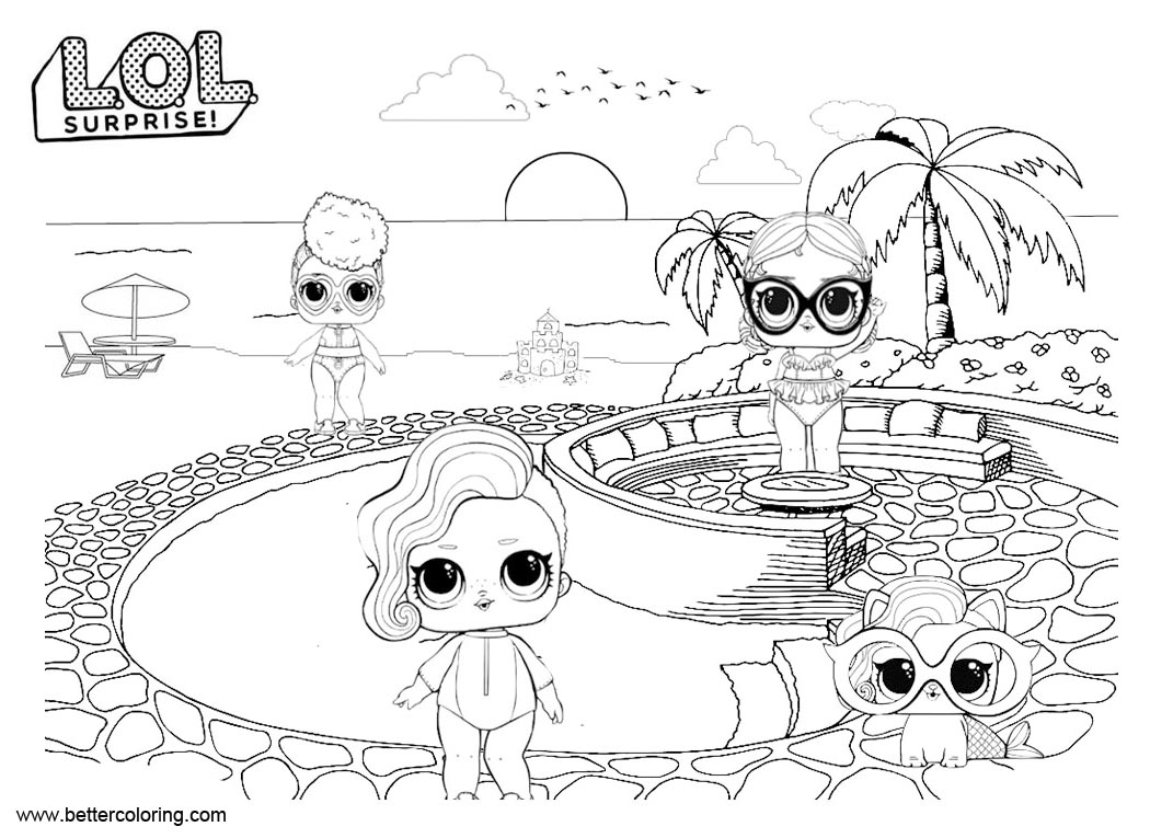LOL Pets Coloring Pages Dolls with Pet - Free Printable Coloring Pages