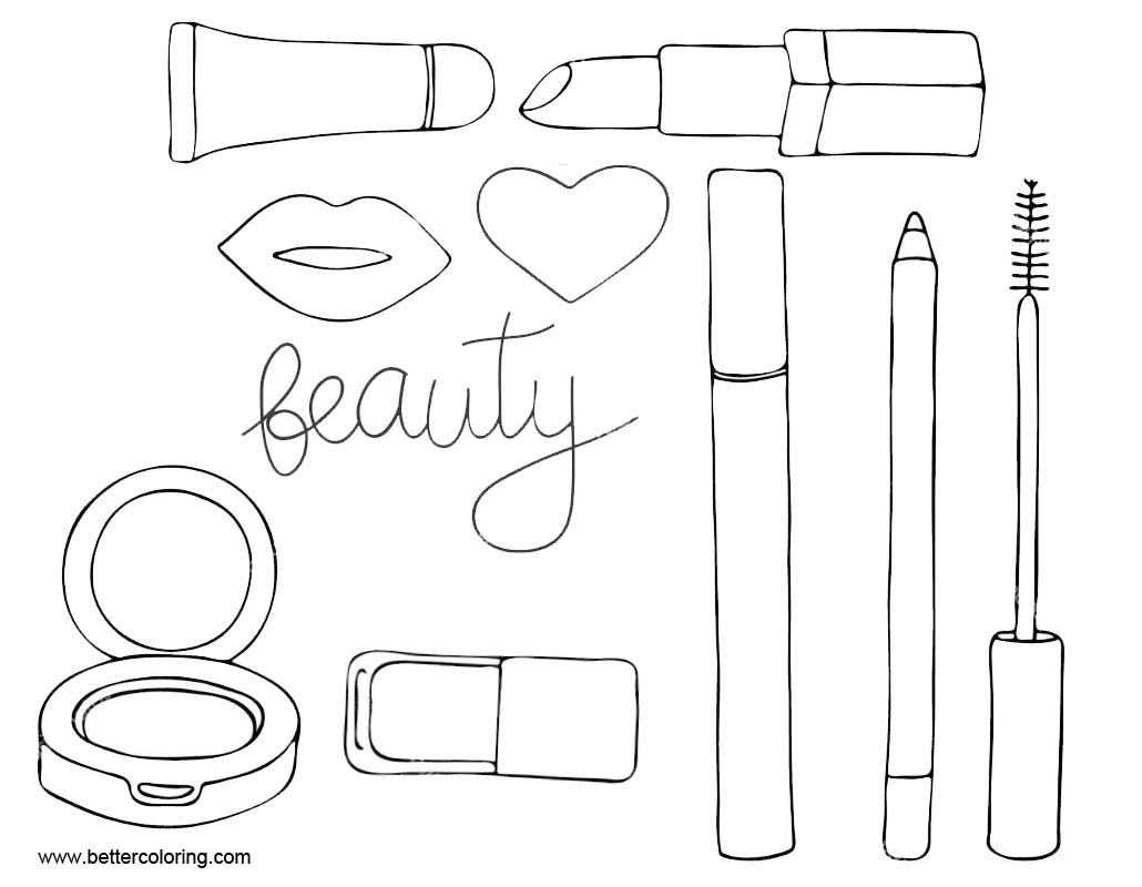 Download Makeup Coloring Pages Tools - Free Printable Coloring Pages