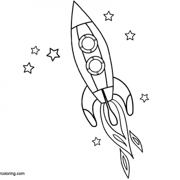 Rocket Ship Coloring Pages Easy Drawing - Free Printable Coloring Pages