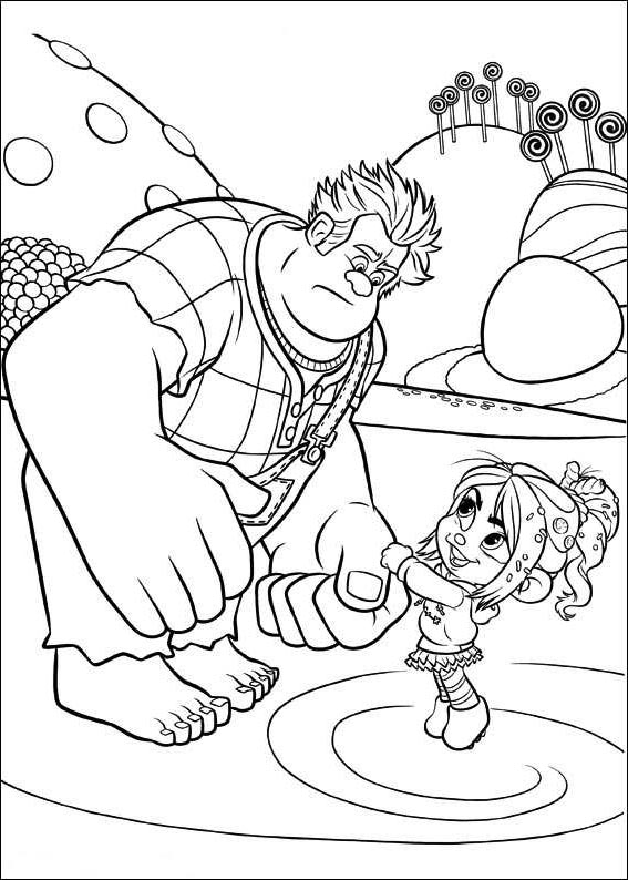 Wreck It Ralph Coloring Pages Ralph Help Vanellope - Free Printable