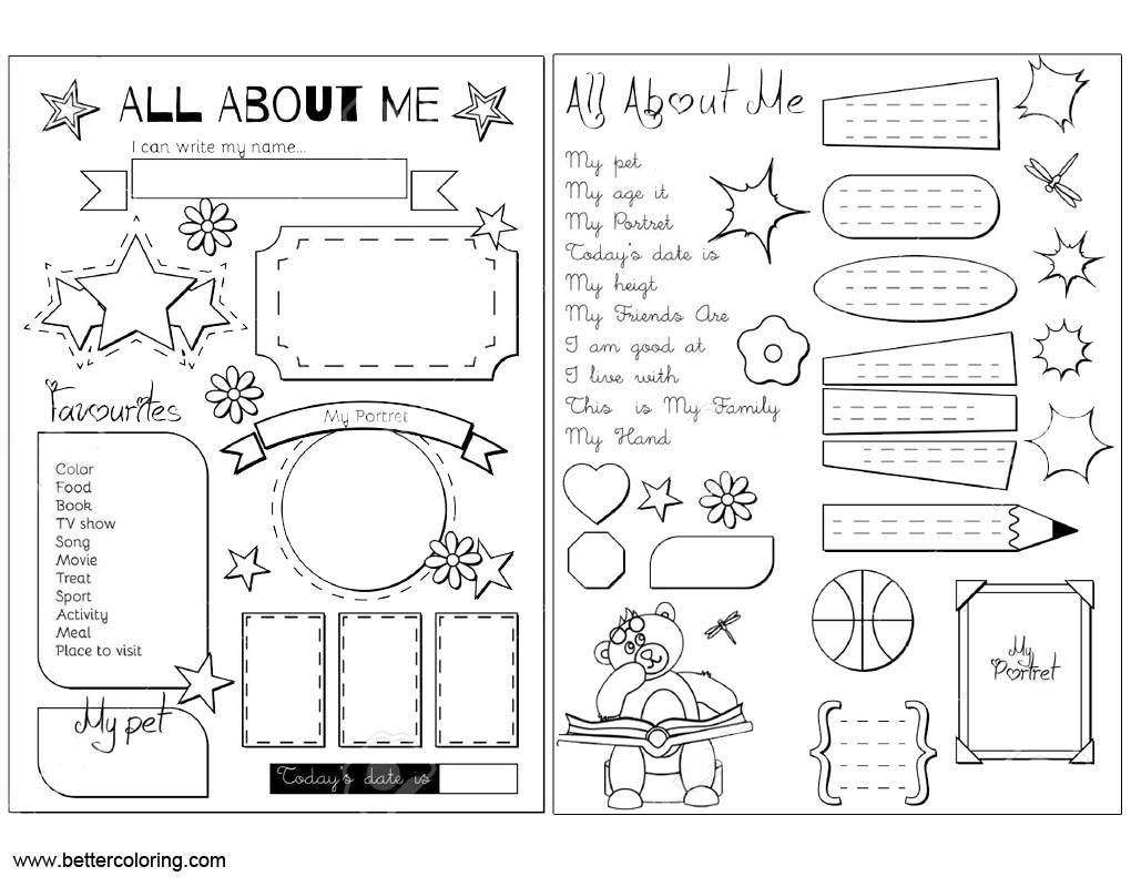 All About ME Coloring Pages Doodle Notes Free Printable Coloring Pages