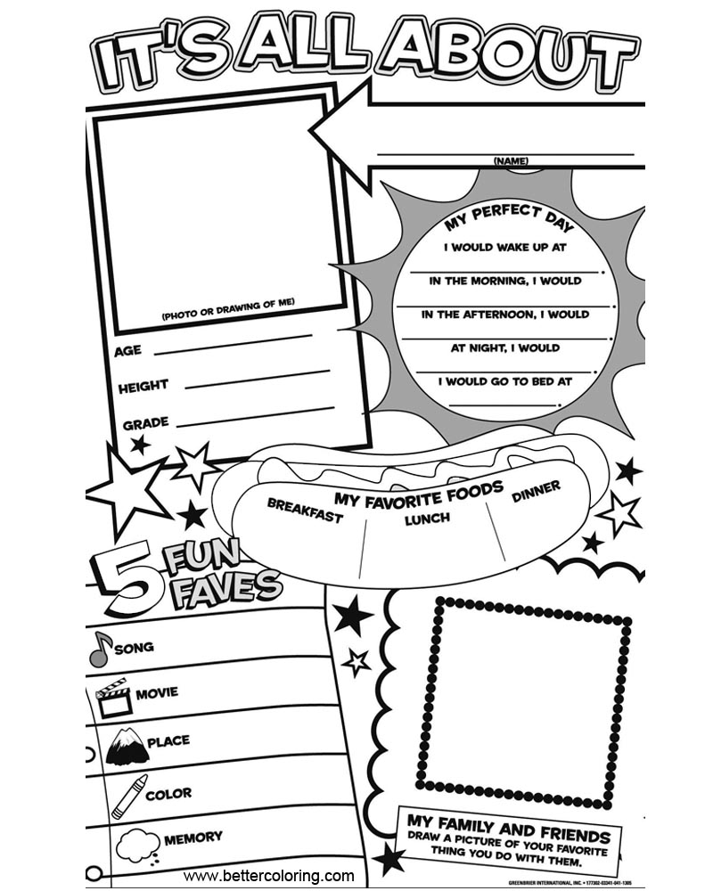 Printable All About Me Coloring Pages Printable Templates