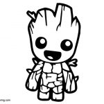 Baby Groot Coloring Pages with Headphone - Free Printable Coloring Pages