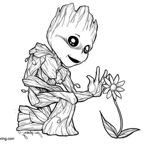 Baby Groot Coloring Pages Line Drawing - Free Printable Coloring Pages