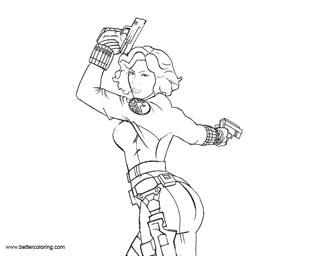 Black Widow Coloring Pages Marvel Avengers Sketch Free